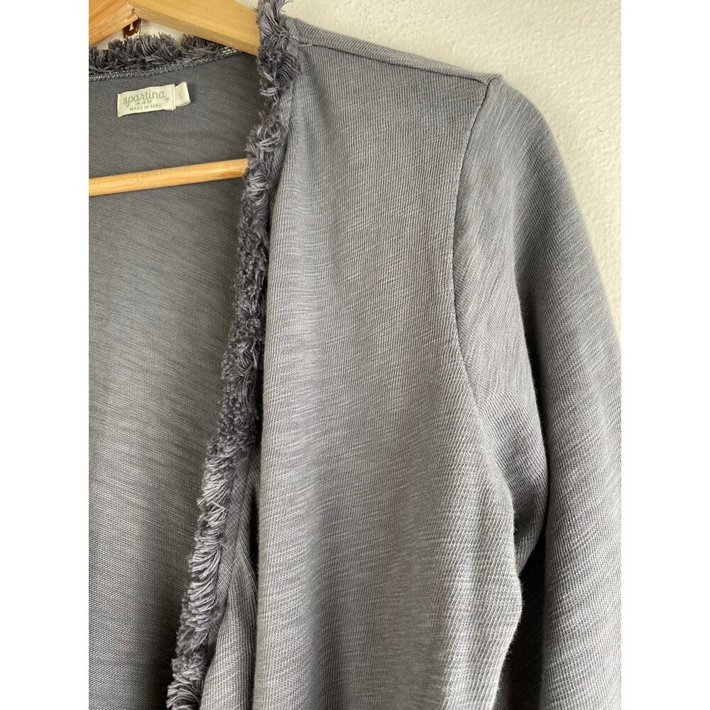 Spartina 449 Clara Convertible Cardigan Fringe Cotton Gray L - Picture 8 of 16